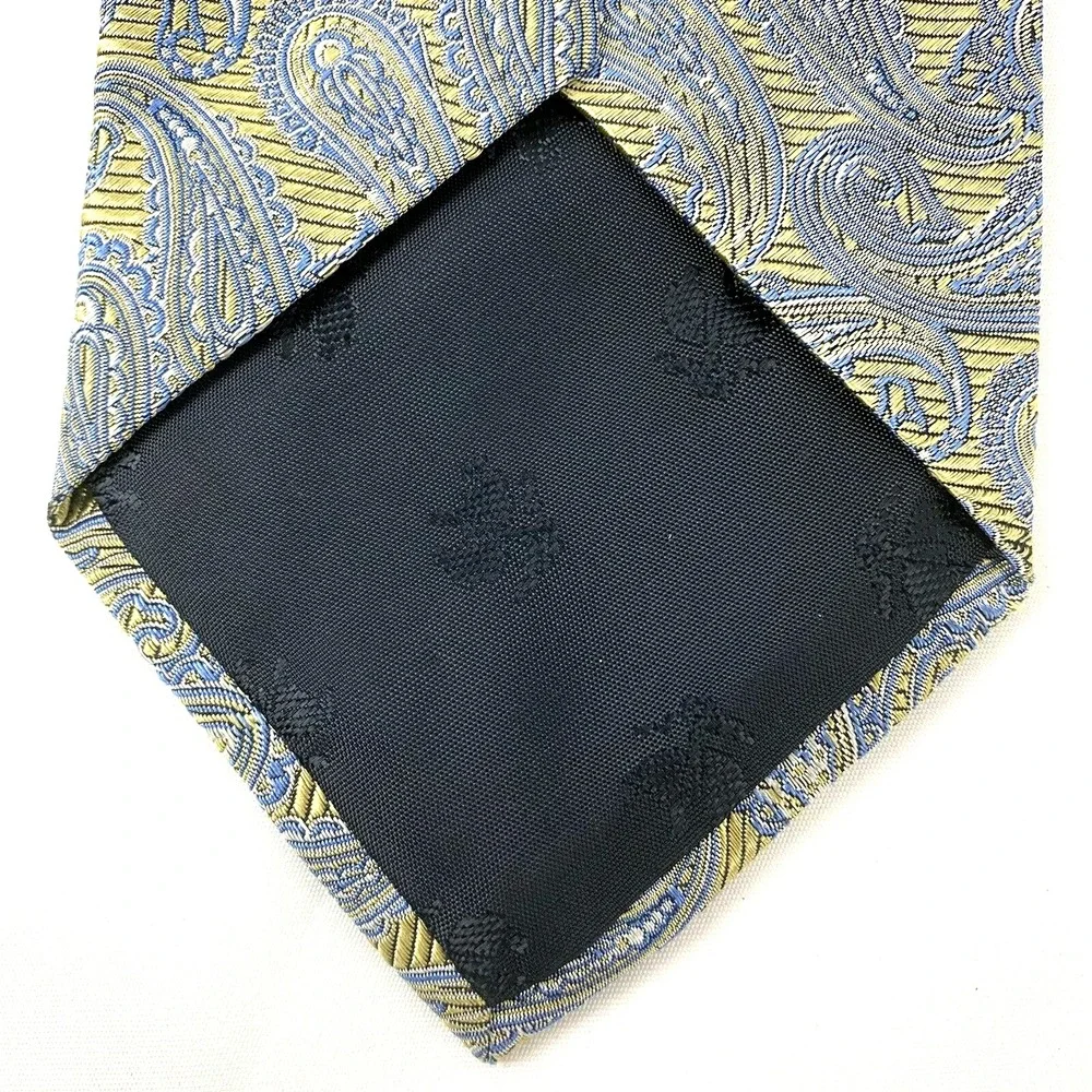 Brooks Brothers 346 Tie‎ Mens OS Blue Gold Paisley Silk Jacquard USA Made